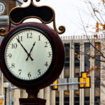 A clock in downtown West Chester, PA