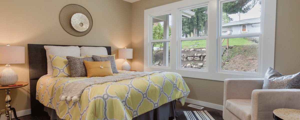 Staged bedroom in a home for sale