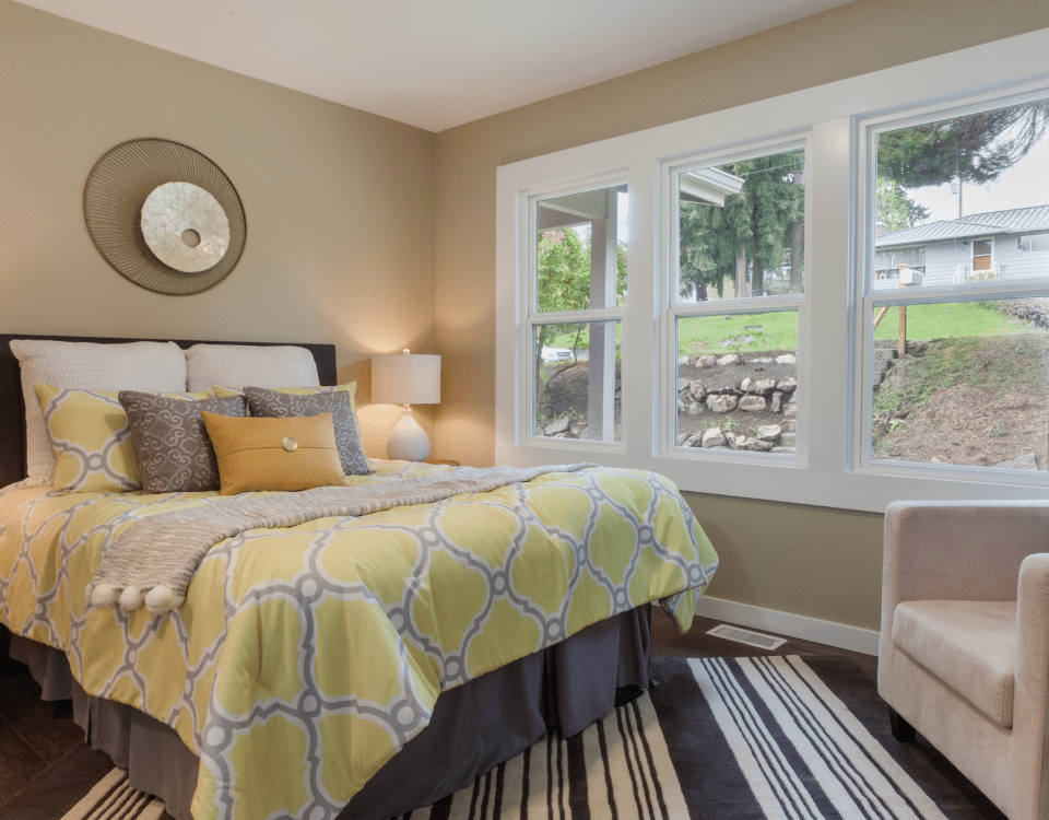 Staged bedroom in a home for sale